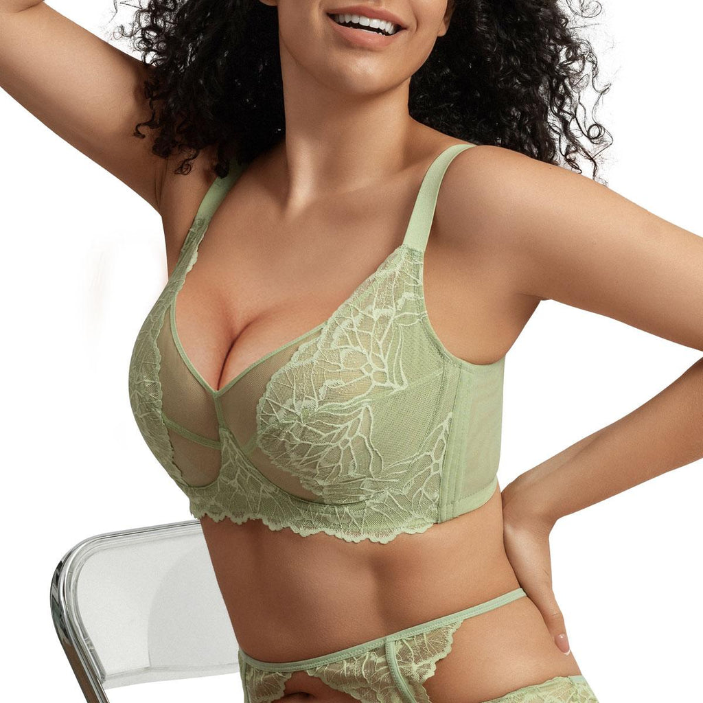Push Up Underwire Unlined Unpadded Lace Bra Full Coverage Bra